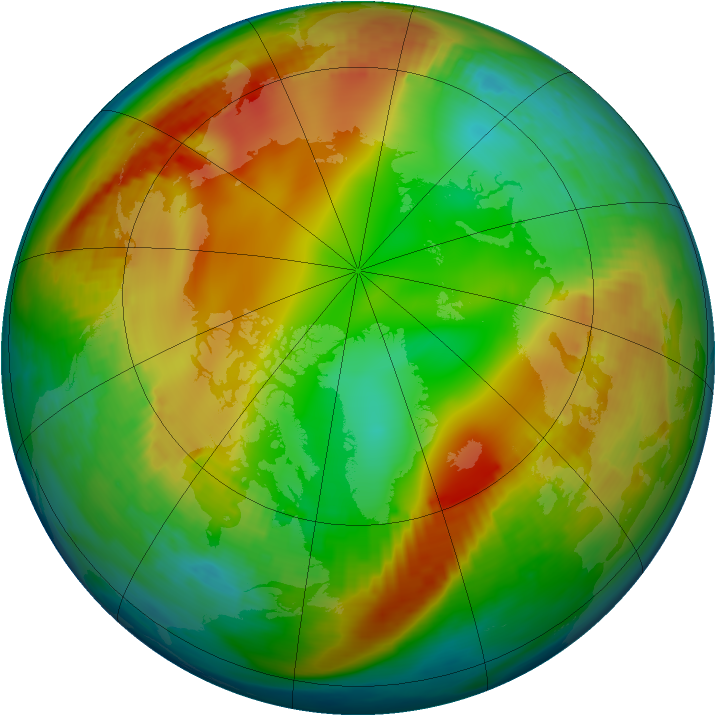 Arctic ozone map for 09 January 1986